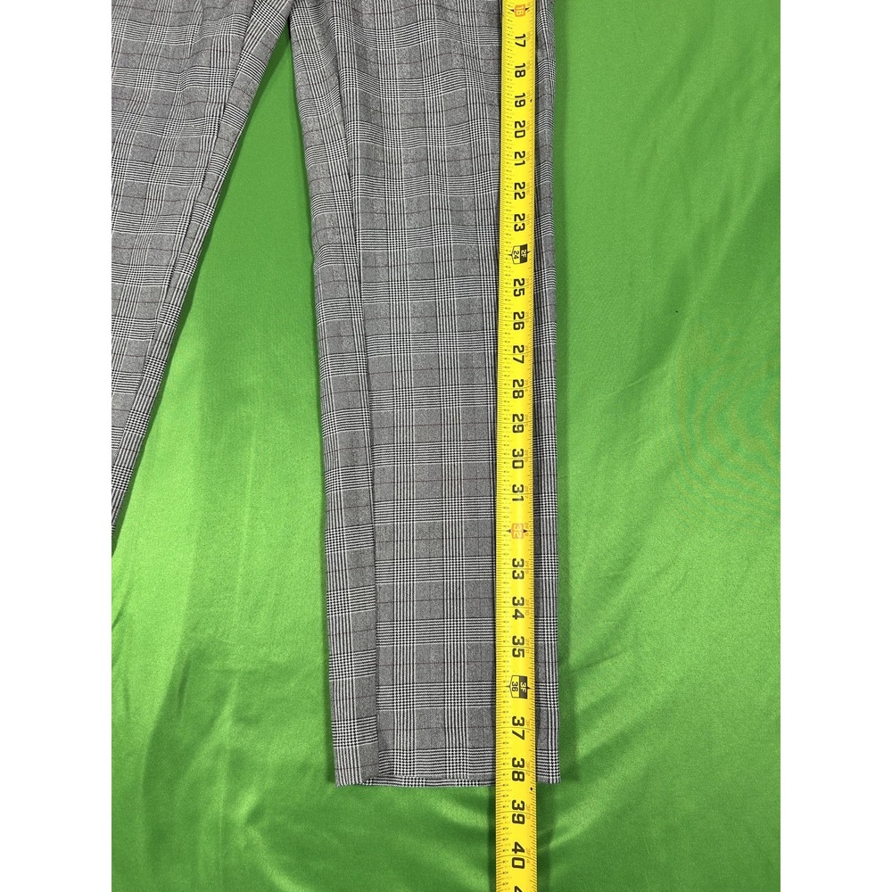 Violets & Roses Women Grey Glen Plaid Slim Fit Trousers Size 12/31 High Rise - Picture 4 of 7